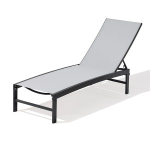 Pellebant Outdoor Lounge Chair with 5-Position Adjustable Textilene Backrest - Holds 350LBS, Stackable for Space Saving - 1 of 4