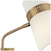 Possini Euro Design Cartwright Modern Wall Lamp Antique Brass Plug-in Light Fixture Swing Arm Beige Linen Cylinder Shade for Bedroom Bathroom Vanity - 3 of 4