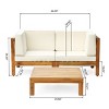 GDFStudio Keith Outdoor Acacia Wood Loveseat and Coffee Table Set with Cushions, Teak/Beige - 3 of 4