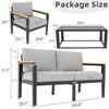 4 Piece Modern Outdoor Conversation Sets with 4 Inch Cushion & 5mm Tempered Glass Table - 3 of 4