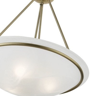 Antique Brass 3-Light Pendant with White Alabaster Glass Shade