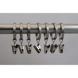 1 1-8inch Zinc Cast Curtain Drapery Flat Rings with Clips, Set of 7 - 1 of 2