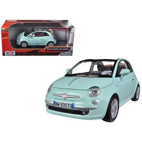 Fiat 500 Nuova Cabrio Green 124 Diecast Car Model By Motormax