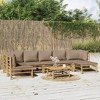 vidaXL 8 Piece Patio Lounge Set with Taupe Cushions - Outdoor Sectional Sofa Set with Coffee Table, Soft Cushions, and Backrest for Comfort - 2 of 4