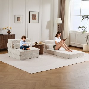 Whisen Modern Compression Loveseat, Convertible Floor Sofa Bed,DIY Boneless Modular Sectional Couch, No Assembly Required - 1 of 4