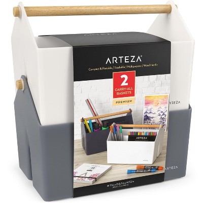 Arteza Carry-All Baskets Multipurpose Caddy Organizers in Gray - 2 Pack
