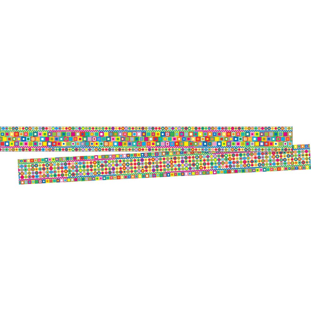 2pk Retro Double-Sided Classroom Borders - Barker Creek: Multicolored Bulletin Board Borders, 24 Pieces, 35" x 3"