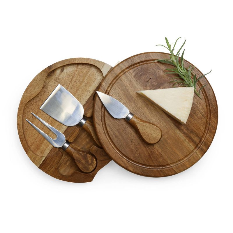 Acacia Round Cheese Board  Set - Picnic Time, 6 of 14