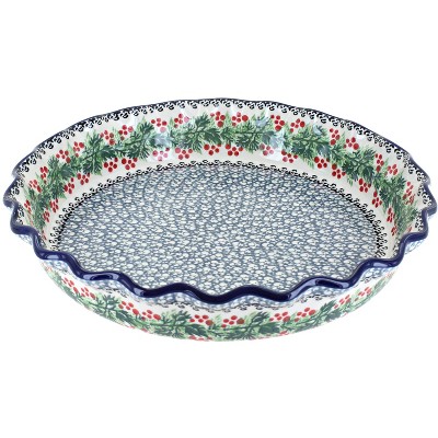 Blue Rose Polish Pottery 636 Ceramika Artystyczna Pie Plate