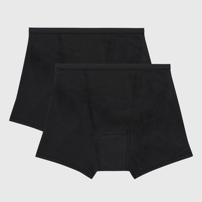 Hanes Women's 2pk Super Period Boy Shorts - Black 6 : Target