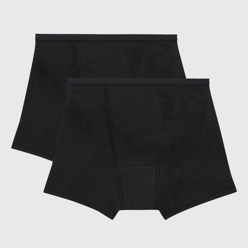 Hanes Women's 2pk Super Period Boy Shorts - Black 6