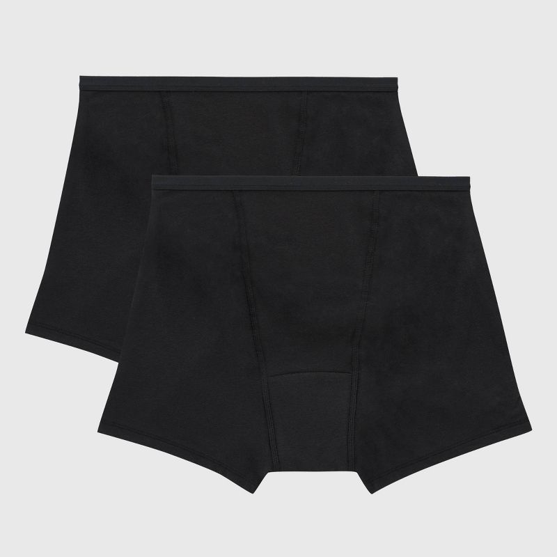 Hanes Women&#39;s 2pk Super Period Boy Shorts - Black, 1 of 7
