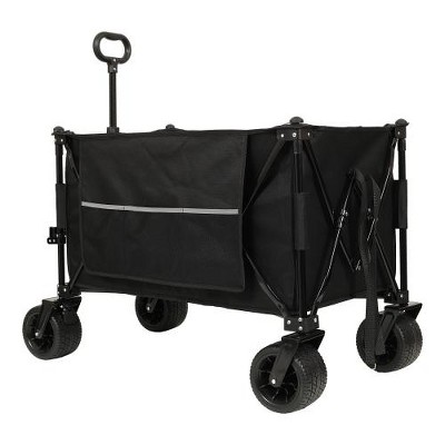 SKRAN Outdoor Sport Foldable Extended Wagon with 480lbs Weight Capacity,with Beach Wheels & Drink Holders,Side Pocket and Brakes for Camping