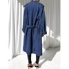 Imily Bela Womens Classic Lapel Double Breasted Oversized Long Maxi Denim Button Down Coat - 3 of 4