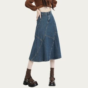 Jupe En Jean Stretch Attitude Unknown – Taille XL – Bleue – Mini (fermeture éclair Cassée)