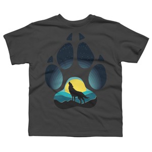 Boy's Design By Humans Wolf's paw. The wolf and the moon By ArtistDreams T-Shirt - 1 of 3