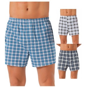 INSPIRE CHIC Men's 3 Pack Elastic Waistband Plaid Printing Boxer Shorts - 1 of 4