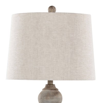 Winston 32" Reclaimed Gray Polyresin Table Lamps with Linen Shades, Set of 2