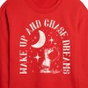 Peanuts Wake Up And Chase Dreams Cropped Long Sleeve Crew Neck Sweatshirt - Red - X-Large - 2 of 4