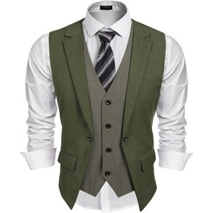 green emerald velvet dress Hisdern Men's Green Satin Suit Vest Formal Wear 2XL