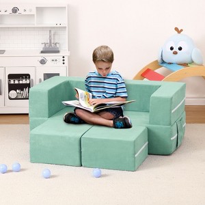 3 Pcs Toddler Couch, Modular Kids Play Couch with Armrest, Kids Fold Out Couch Toddler Playroom Essentials for Classroom Bedroom - 1 of 4