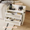 Rattan Nightstand, Bedside Table with 2 Storage Drawer Space, Boho End Table Side Table for Bedroom Living Room Office, Large Night Stand - 3 of 4