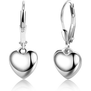 925 Sterling Silver Heart Dangle Earrings, Hypoallergenic Love Drop Earrings for Women - 1 of 4