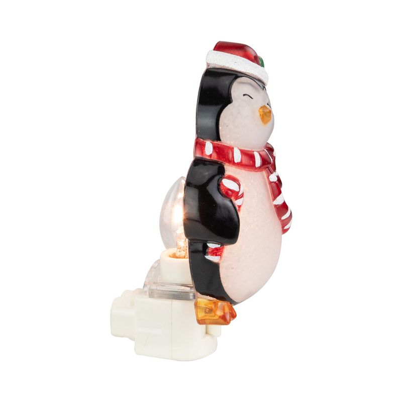 Northlight 6" Black and Red Happy Penguin in Santa Hat Christmas Night Light, 3 of 6
