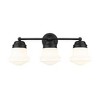 Vaughn 3-Light Vanity Light - Matte Black Steel with Opal Glass Shades, Dimmable, Damp Rated - 2 of 4