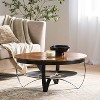 36"W Coffee Table Cocktail Table Center Table, Modern Industrial Style, No Assembly is required, Boho Mango Wood,  Black+Natural-Merax - 2 of 4