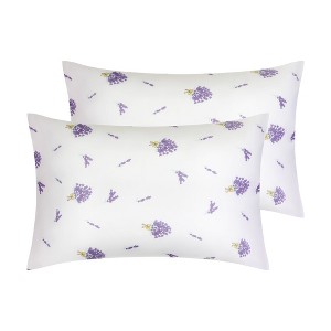 Unique Bargains Soft Breathable Floral Pattern Machine Washable Envelope Closure Pillowcase 2 Pcs - 1 of 4