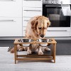 Zone Tech Elevated Pet Bowls Feeder for Dog and Cat – Raised Bamboo Stand with Two Stainless Steel Bowls Anti Slip, Perfect for Dogs and Cats - 3 of 4