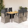 vidaXL Patio Dining Set with Cushions Outdoor Garden Furniture Poly Rattan - 59.1" Table Length Gray 6 Pieces - 2 of 4