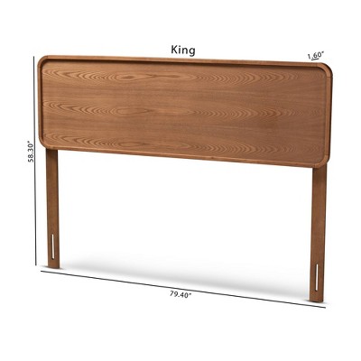 Queen Walnut Brown Wood Headboard with Curved Edges