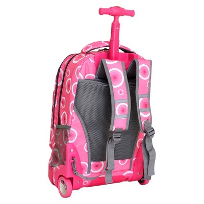 'J World 20'' Sundance Rolling Backpack with Laptop Sleeve - Pink, Girl's, Size: Small'