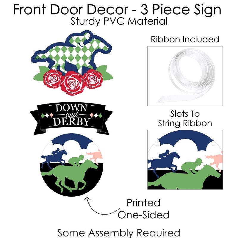 Big Dot of Happiness Kentucky Horse Derby - Hanging Porch Horse Race Party Outdoor Decorations - Front Door Decor - 3 Piece Sign, 5 of 9