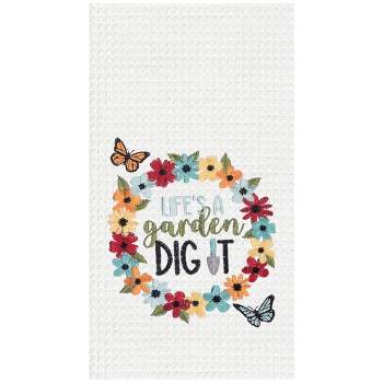 C&F Home Life's A Garden Embroidered Cotton Waffle Weave Kitchen Towel