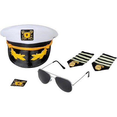 Dress Up America Captain Costume Set - Yacht Captain Accessory Kit - Boat Captain Set for Adults, Women's, White