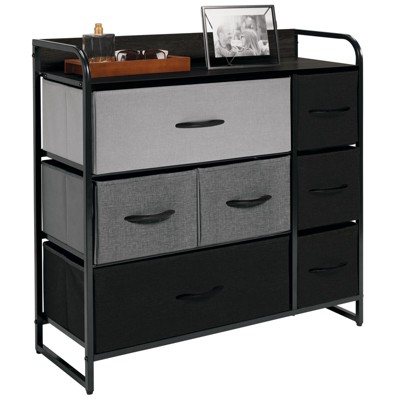 7 Drawers Dresser, Vertical Storage Tower with Shelves, Fabric Bins,  Versatile Cabinet, Organizer Unit