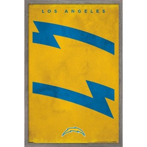 Trends International NFL Los Angeles Chargers - Logo 25 Framed Wall Poster Prints Barnwood Framed Version 22.375" x 34" - 1 of 4