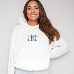 Embroidered Skis - Women's Graphic Hoodie - 1 of 3