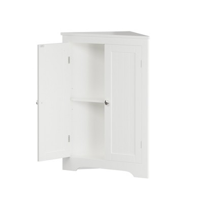 GlasFlength Decorative Storage Cabinets Farmhouse Modern Style，Ample Storage, Sturdy Build，Natural with Spaious Compartment，White, 23.62"*12.4"*31.89"
