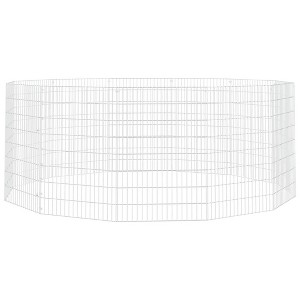 vidaxl 12-Panel Free-Range Animal Enclosure - Galvanized Iron Rabbit Hutch/cage 21.3"x31.5" Silver DIY config - 1 of 4