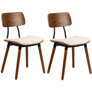Nordlys Set of 2 Wood and Velvet Dining Chairs Modern Design Style Upholstery Dining Room - 1 of 4