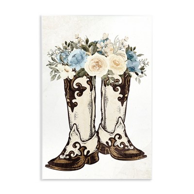 Stupell Industries Cowboy Boot Mixed Bouquet Wall Plaque Art
