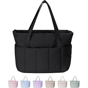 Narwey Puffer Tote Bag for Women Work with Laptop Compartment, Puffy Quilted Work Tote Bags for Travel Carry on Teacher Nurse - 1 of 4