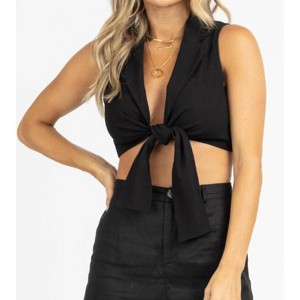 Women's KNOT FRONT CROP TOP - AMBITION - 1 of 4