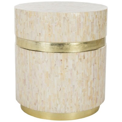 Perla Mosaic Round Side Table - TRB1007A - Pink Champagne/Gold - Safavieh