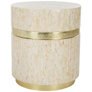 Perla Mosaic Round Side Table - TRB1007A - Pink Champagne/Gold - Safavieh - 1 of 4