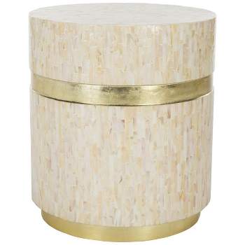 Perla Mosaic Round Side Table - Pink Champagne/Gold - Safavieh